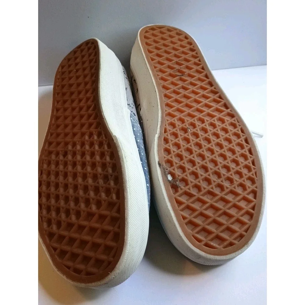 Vans Blue Polka A Dot Flowers Ankle Sneakers Lace Up Tie Size Wm 7 Cloth